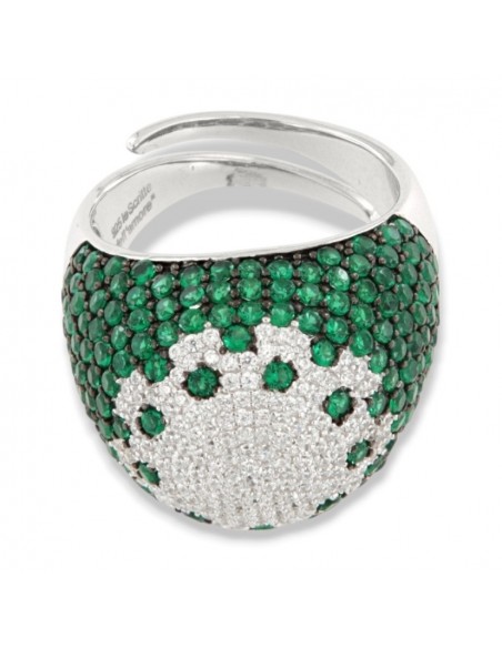 Anello Argento Rodiato Fascione Bombato Verde [9489b31e]