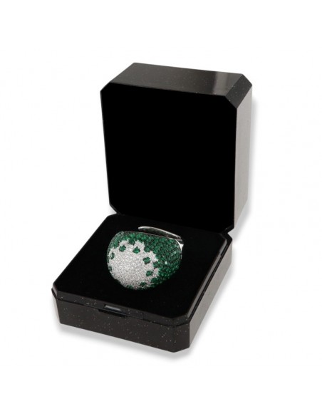 Anello Argento Rodiato Fascione Bombato Verde [2394721a]