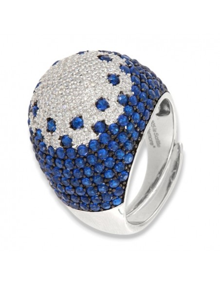 Anello Argento Rodiato Fascione Bombato Blu [a19df629]