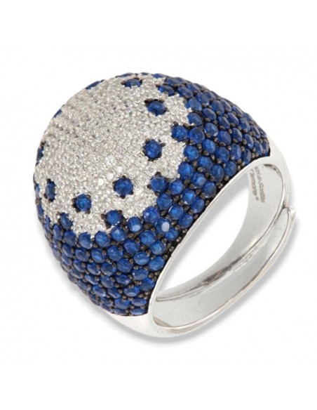 Anello Argento Rodiato Fascione Bombato Blu [af1ec4bc]