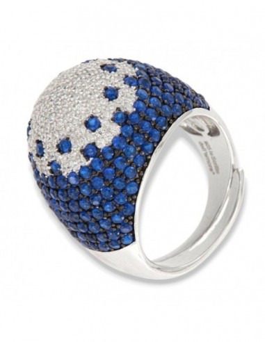 Anello Argento Rodiato Fascione Bombato Blu [aa4e83a2]