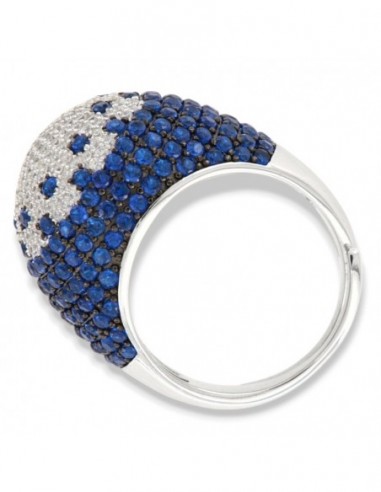 Anello Argento Rodiato Fascione Bombato Blu [1d5342a6]