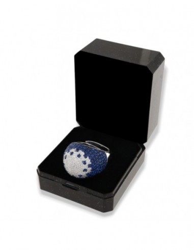 Anello Argento Rodiato Fascione Bombato Blu [8deecb31]