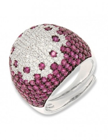 Anello Argento Rodiato Fascione Bombato Fucsia [28b21cbd]