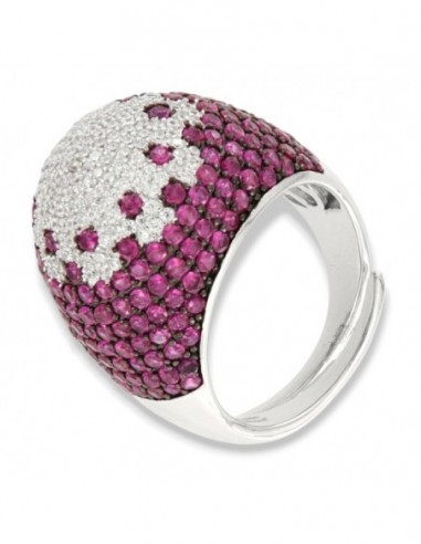 Anello Argento Rodiato Fascione Bombato Fucsia [2de25ba3]