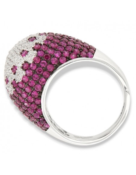 Anello Argento Rodiato Fascione Bombato Fucsia [9aff9aa7]