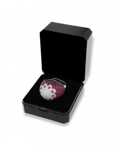 Anello Argento Rodiato Fascione Bombato Fucsia [f4c418ae]