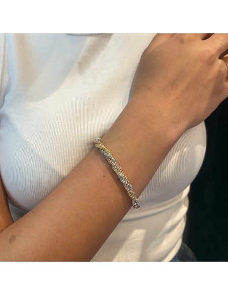 Bracciale Argento Rodiato Tre Colori PopCorn Intrecciato 2MIS [80317d77]