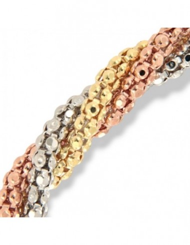 Bracciale Argento Rodiato Tre Colori PopCorn Intrecciato 2MIS [372cbc73]