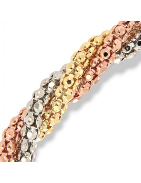 Bracciale Argento Rodiato Tre Colori PopCorn Intrecciato 2MIS [372cbc73]