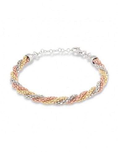 Bracciale Argento Rodiato Tre Colori PopCorn Intrecciato 2MIS [327cfb6d]