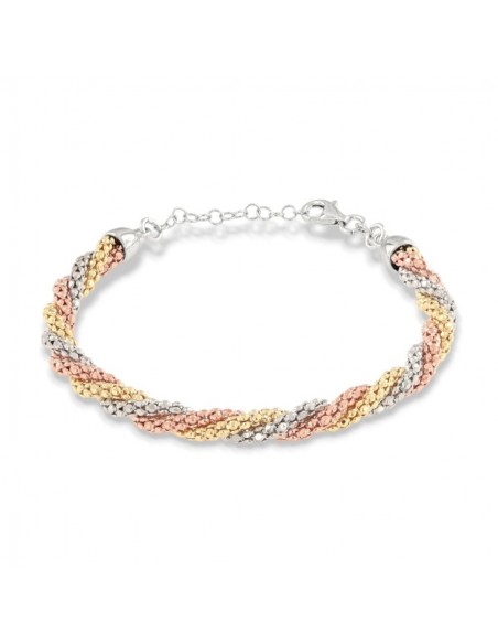 Bracciale Argento Rodiato Tre Colori PopCorn Intrecciato 2MIS [327cfb6d]