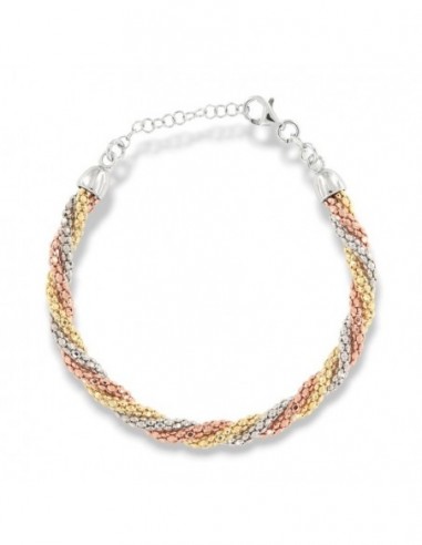 Bracciale Argento Rodiato Tre Colori PopCorn Intrecciato 2MIS [85613a69]