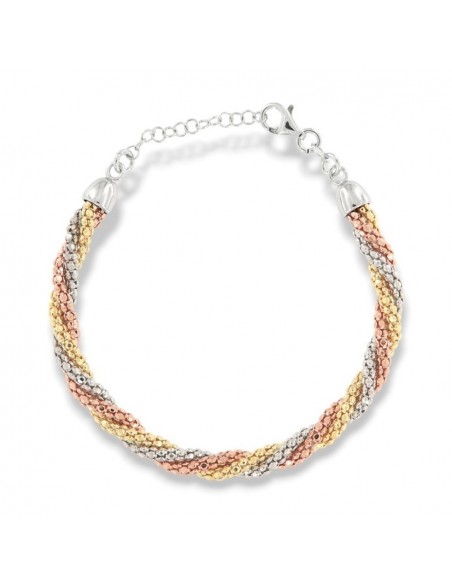 Bracciale Argento Rodiato Tre Colori PopCorn Intrecciato 2MIS [85613a69]