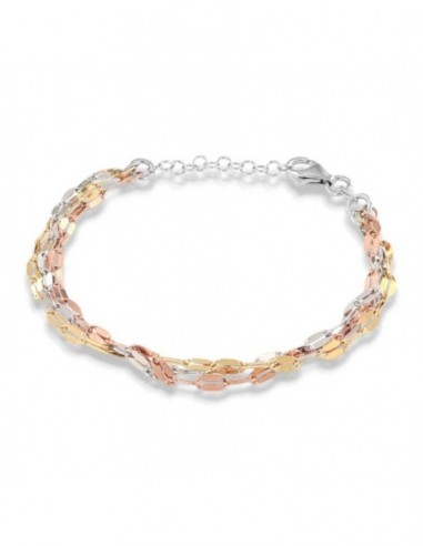 Bracciale Argento Rodiato Tre Colori Mirror [790aa87f]