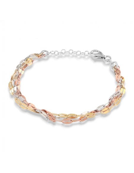 Bracciale Argento Rodiato Tre Colori Mirror [790aa87f]
