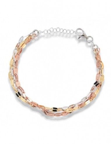 Bracciale Argento Rodiato Tre Colori Mirror [ce17697b]