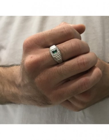 Anello Argento Rodiato Chevalier Principessa Verde 5x3MM [f5fd3028]