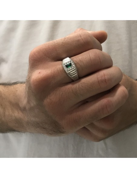 Anello Argento Rodiato Chevalier Principessa Verde 5x3MM [f5fd3028]