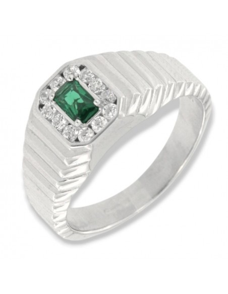 Anello Argento Rodiato Chevalier Principessa Verde 5x3MM [42e0f12c]