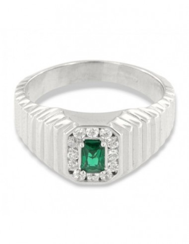Anello Argento Rodiato Chevalier Principessa Verde 5x3MM [298b343b]