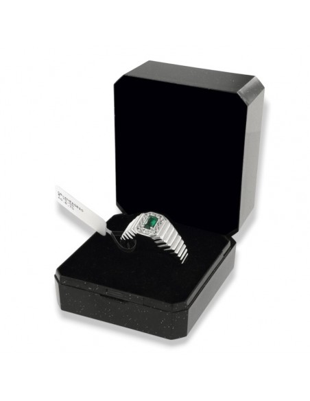 Anello Argento Rodiato Chevalier Principessa Verde 5x3MM [9e96f53f]