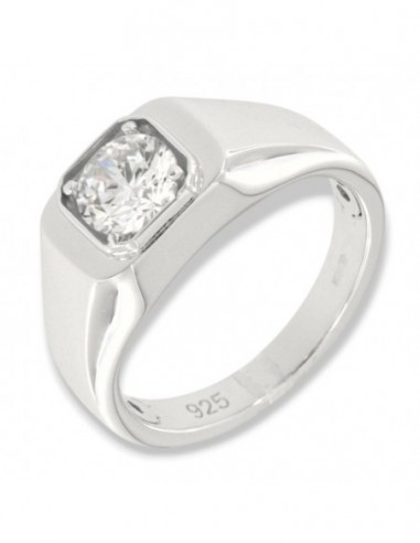 Anello Argento Rodiato Chevalier Zircone Bianco [e350140e]