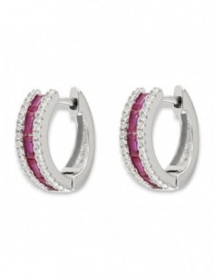 Orecchini Argento Rodiato Cerchi Zirconi Fucsia [12facf8d]