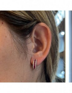 Orecchini Argento Rodiato Cerchi Zirconi Fucsia [12facf8d] 2