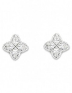 Orecchini Argento Rodiato Fiore Navette Bianchi [1c989030]