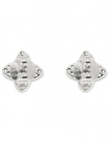 Orecchini Argento Rodiato Fiore Navette Bianchi [12dc1d59]