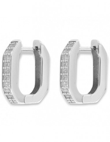 Orecchini Argento Rodiato Cerchi Ovali [3b31b90b]