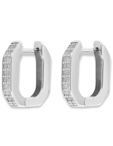 Orecchini Argento Rodiato Cerchi Ovali [3b31b90b]