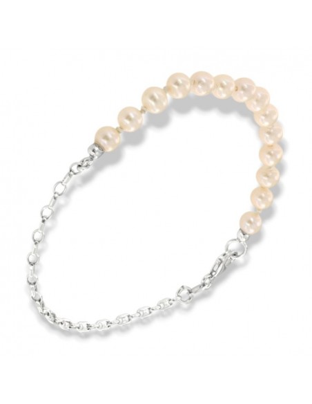 Bracciale Perle Naturali Catena Argento Rodiato [cdf6b128]