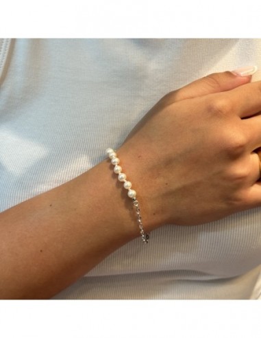 Bracciale Perle Naturali Catena Argento Rodiato [b6e2b12b]