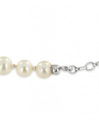 Bracciale Perle Naturali Catena Argento Rodiato [01ff702f]