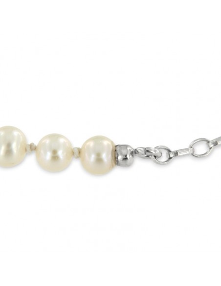 Bracciale Perle Naturali Catena Argento Rodiato [01ff702f]