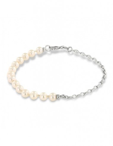 Bracciale Perle Naturali Catena Argento Rodiato [04af3731]