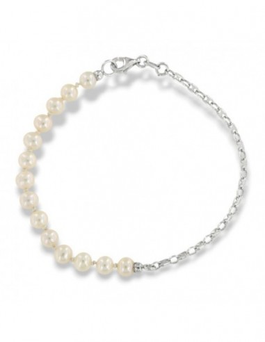 Bracciale Perle Naturali Catena Argento Rodiato [b3b2f635]