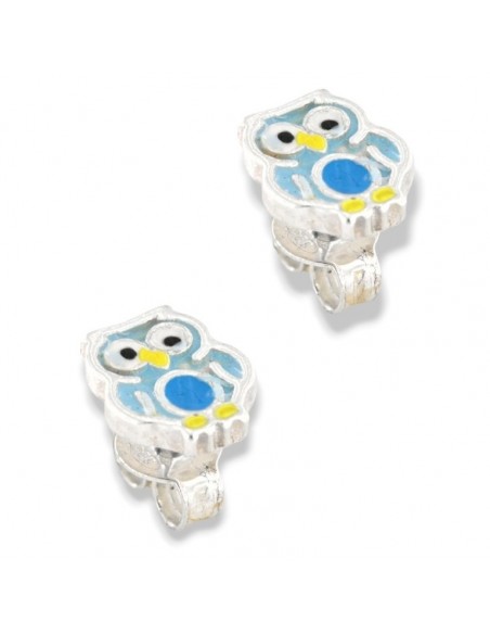 Orecchini Argento Rodiato Gufi Smaltati [00c50be4]