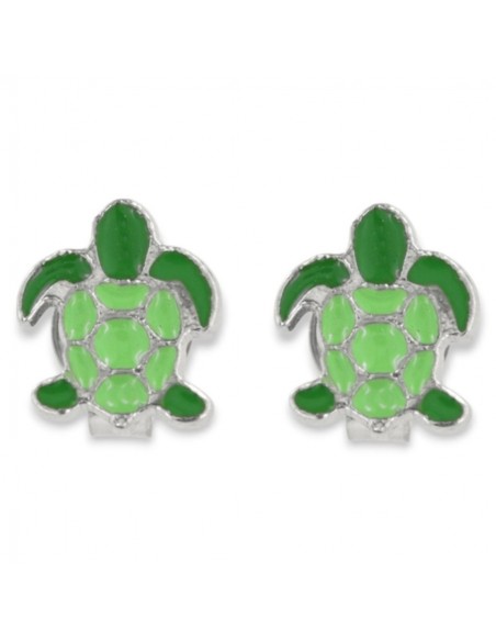 Orecchini Argento Rodiato Tartuarughe Smaltatue Verdi [6e0f95fd]