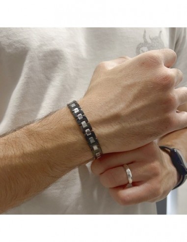 Bracciale Acciaio Piastre Unite Nere [d27f1219]