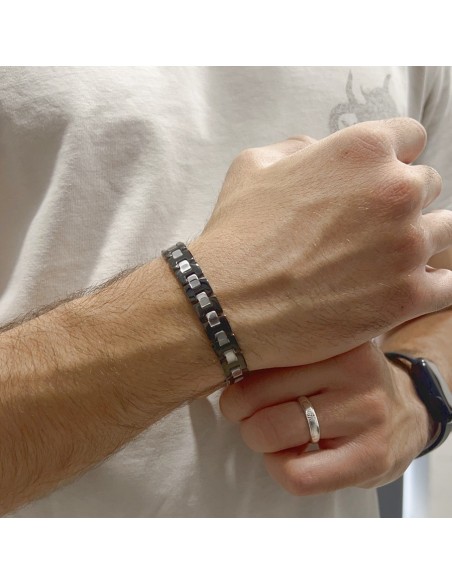 Bracciale Acciaio Piastre Unite Nere [d27f1219]