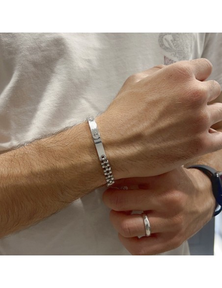 Bracciale Acciaio Piastra Centrale Ancora Maglia Jubilee [4878e096]