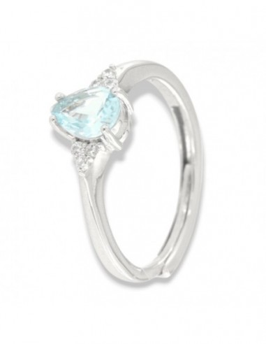 Anello Argento Rodiato Principessa Celeste Goccia Zirconi Laterali [cefc7b52]