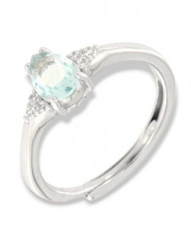 Anello Argento Rodiato Principessa Celeste Goccia Zirconi Laterali [6aa57d0c]