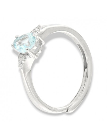 Anello Argento Rodiato Principessa Celeste Goccia Zirconi Laterali [6ff53a12]