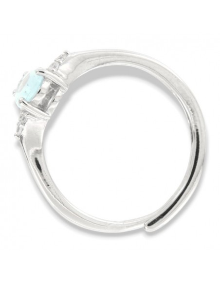 Anello Argento Rodiato Principessa Celeste Goccia Zirconi Laterali [d8e8fb16]