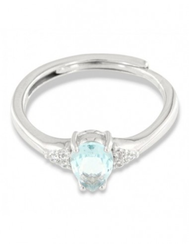 Anello Argento Rodiato Principessa Celeste Goccia Zirconi Laterali [01ceb81b]