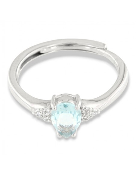 Anello Argento Rodiato Principessa Celeste Goccia Zirconi Laterali [01ceb81b]